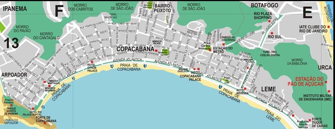 copacabana રિયો ડી જાનેરો નકશો