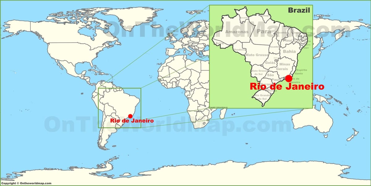 વિશ્વના નકશા રિયો ડી જાનેરો, બ્રાઝીલ